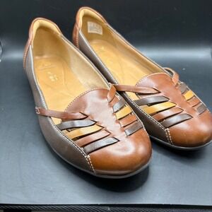 Clarks‎ Collection Loafers Woven Leather Flats Comfort Brown Shoes 8.5M